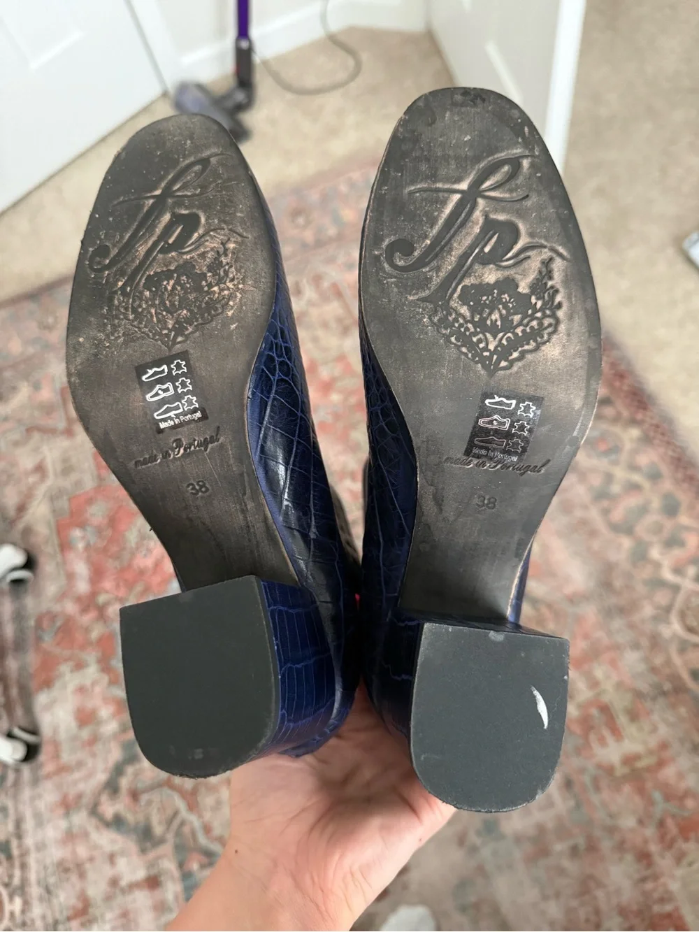 FREE PEOPLE Blue Cecile Croc Booties - Size 38